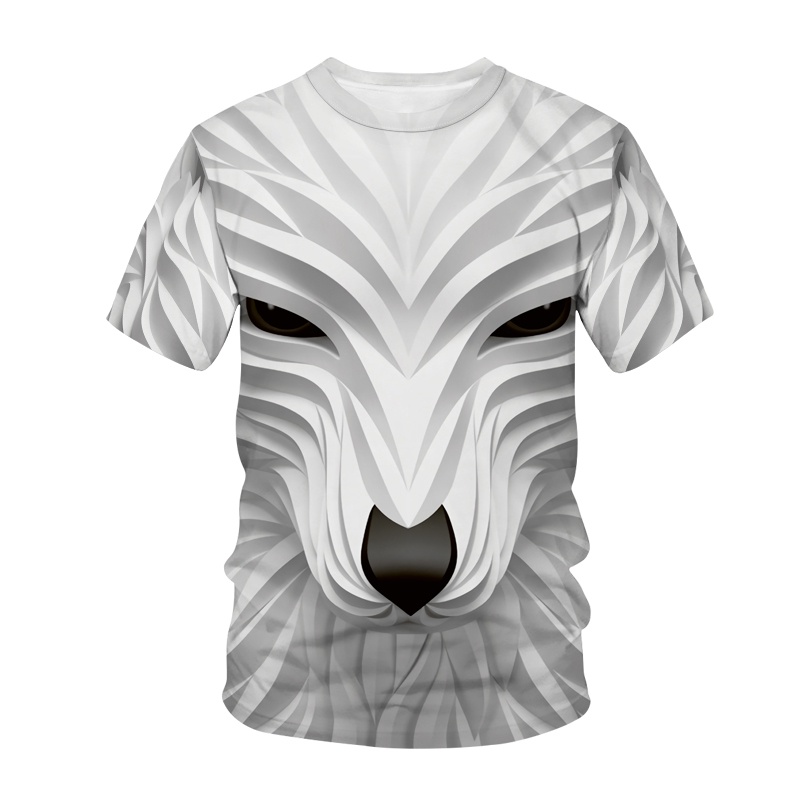 Mới Áo thun tay ngắn in hình chó sói 3D cá tính cho nam nữ