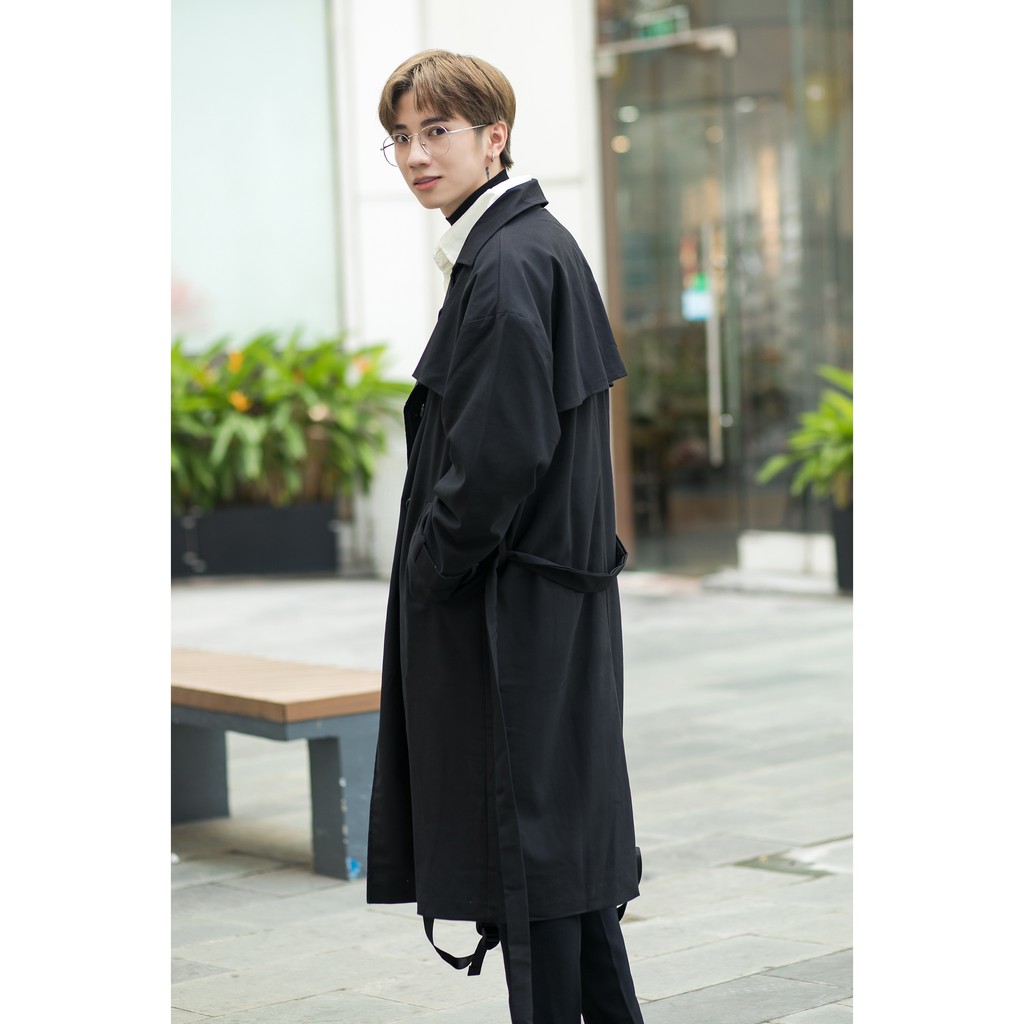 Áo Khoác Kaki Măng Tô Đen Be Nam MANDO Dáng Dài 2 Lớp Form Rộng Kiểu Dáng Basic Unisex Thời Trang Hàn Quốc KKN008