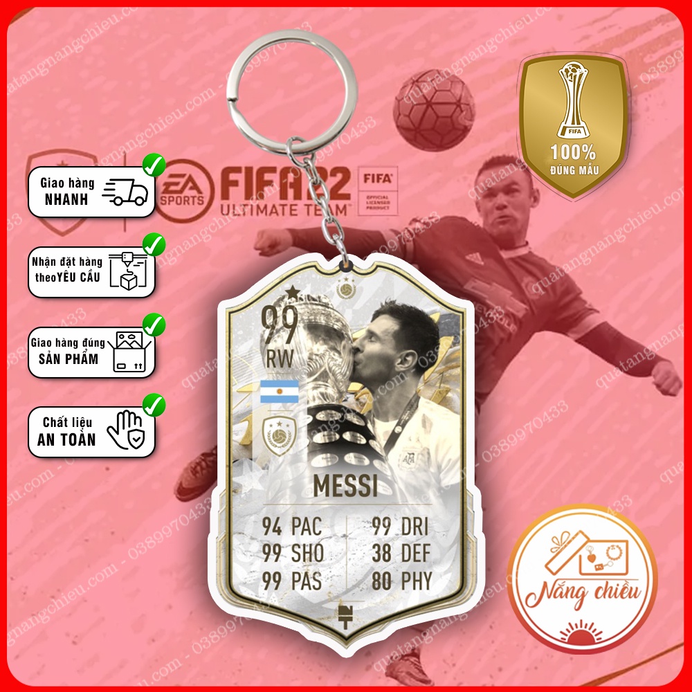 Móc khóa Icon Messi, thẻ cầu thủ bóng đá ☘️Quà Tặng Nắng Chiều☘️