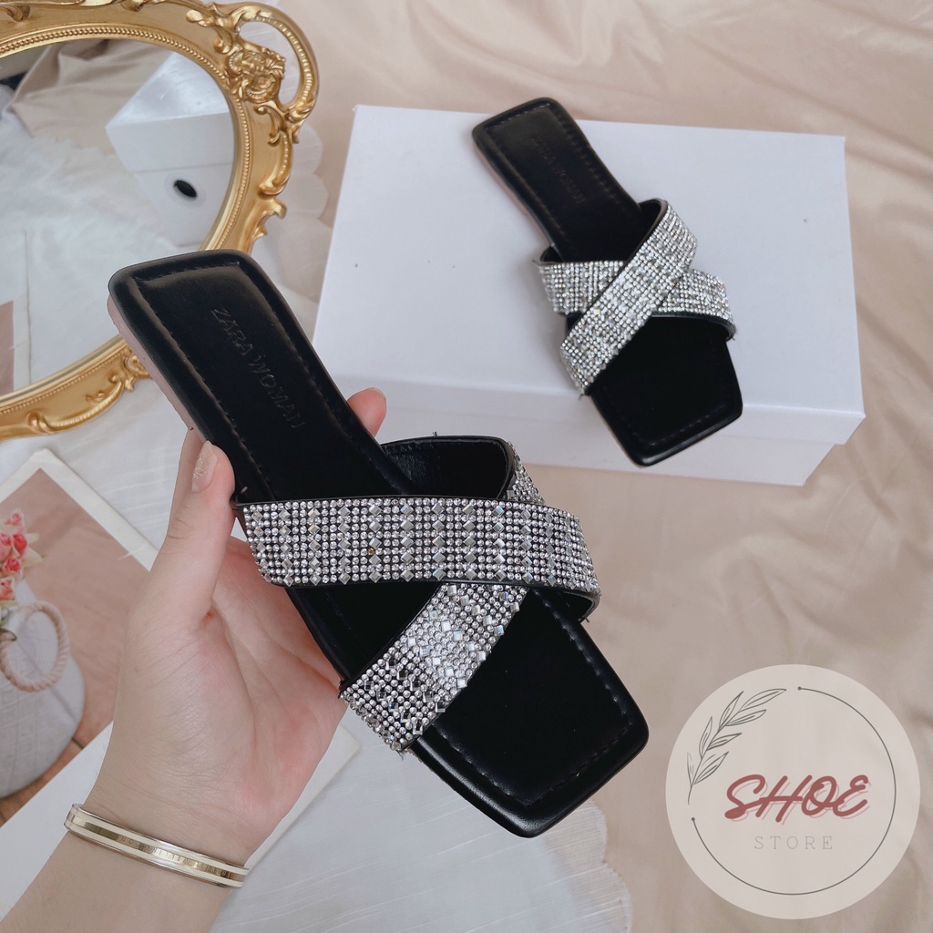 DÉP MŨI VUÔNG MAY CHỈ QUAI CHÉO ĐÁ VN 0303