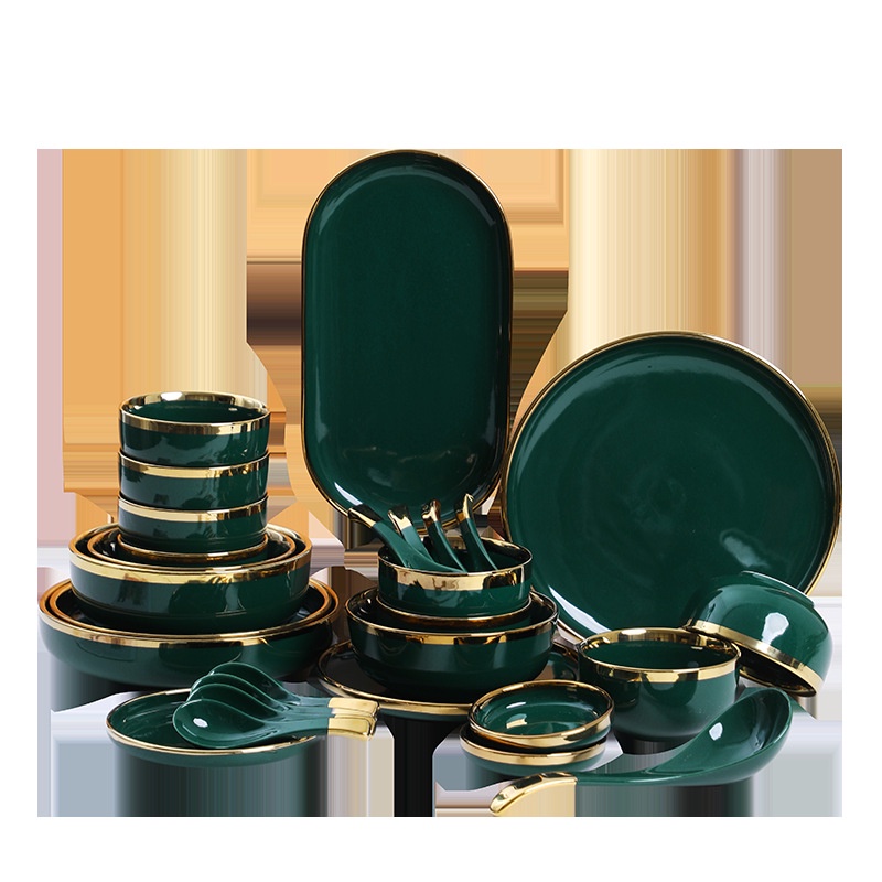 Bộ Tô Chén Đĩa Sứ Đẹp Cao Cấp Viền Vàng Gold Sang Trọng Phong Cách Châu Âu Bắc Âu