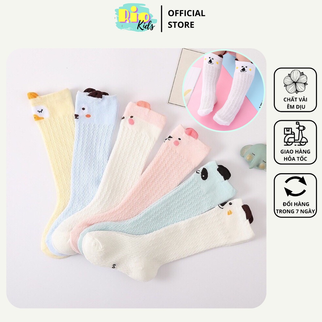 Tất vớ lưới cổ cao cotton họa tiết đáng yêu cho bé trai bé gái phong cách Hàn Quốc - Riokids QT2