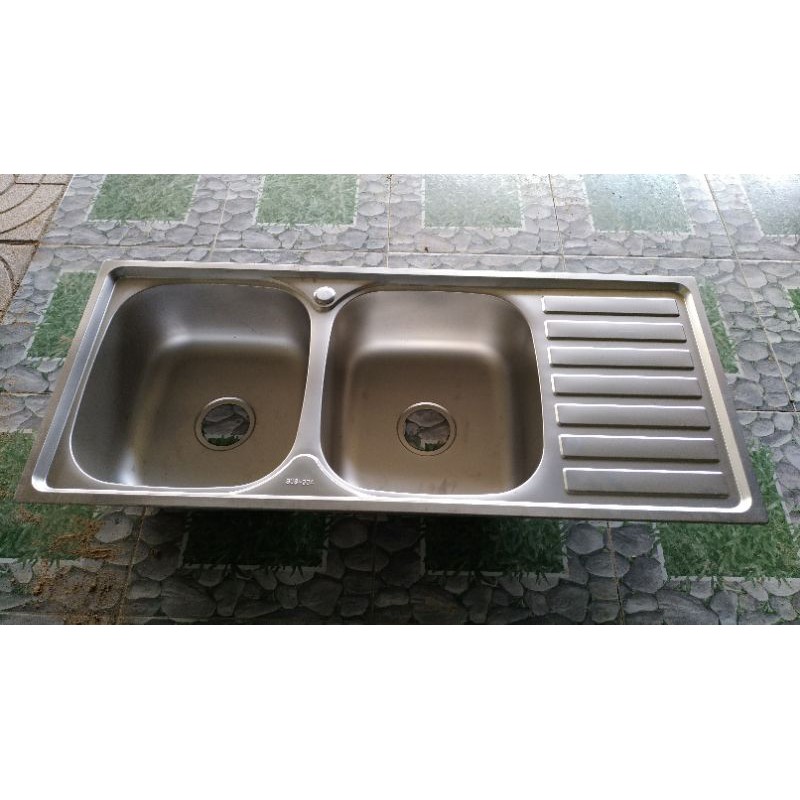 chậu rửa chén inox 2 hộc một cánh cộng kèm bộ xả kích thước chậu dài 1040 ngang 45 cao 23cm | BigBuy360 - bigbuy360.vn
