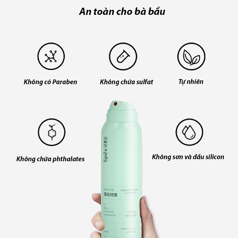 Xịt Gội đầu khô nội địa trung, Bồng bềnh Suốt 8 Tiếng, Không Dầu Bết Dính, Không Cặn Trắng