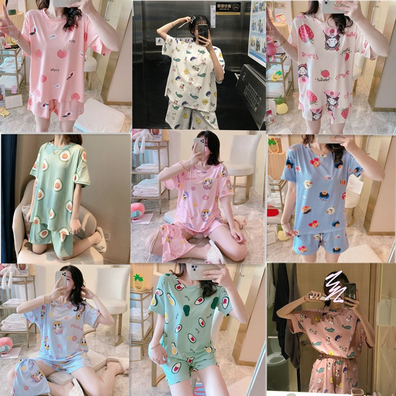 Bộ Đồ Ngủ Ngắn Tay Đáng Yêu Ngọt Ngào Cho Nữ Kiểu Hàn Quốc