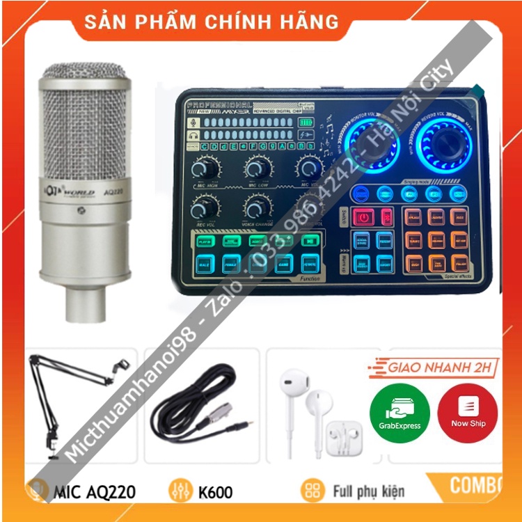 Trọn Bộ Sound Card Thu Âm K600 Mic AQ220 ⚡FREESHIP⚡ Livestream , Karaoke , Thu Âm Với Âm Thanh Cực Kì Chất Lượng