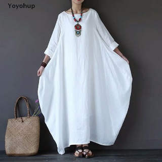 Đầm maxi dáng rộng vải lanh cotton phong cách Boho plus size cho nữ
 #5