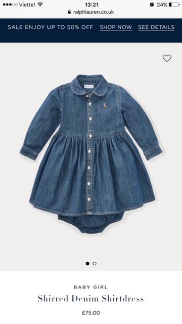 Váy Polo Bé Gái Denim Cúc Giữa 3-5kg