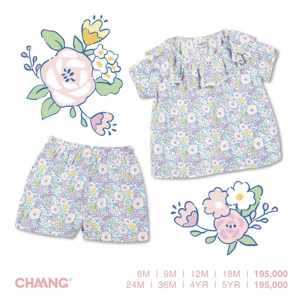 Chaang bộ cộc lanh cho bé gái, cổ bèo, điệu đà cho bé từ 3 tháng đến 5 tuổi SS2022D01