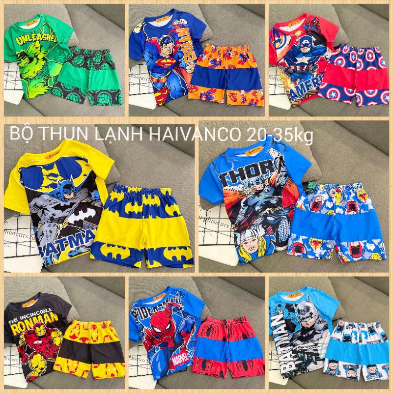 Bộ bé trai thun lạnh SIZE ĐẠI ĐÙI NGẮN TAY SIÊU NHÂN thoáng mát mềm mịn haivanco cho bé từ 20 đến 45 kg ĐI HỌC ĐI CHƠI