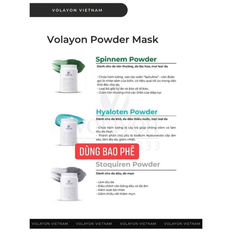 [MẪU THỬ] Mặt nạ bột Volayon chuyên dùng cho spa (Hyaloten Powder, Spinnem , Stoquiren)