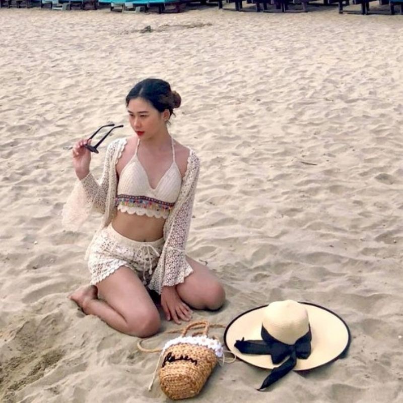 Bikini Len Đi Biển, Set Ren 3 Món Quảng Châu Viền Hạt Gạo Vivi Shop [Có Tách Lẻ] [Kèm Ảnh Thật] | BigBuy360 - bigbuy360.vn