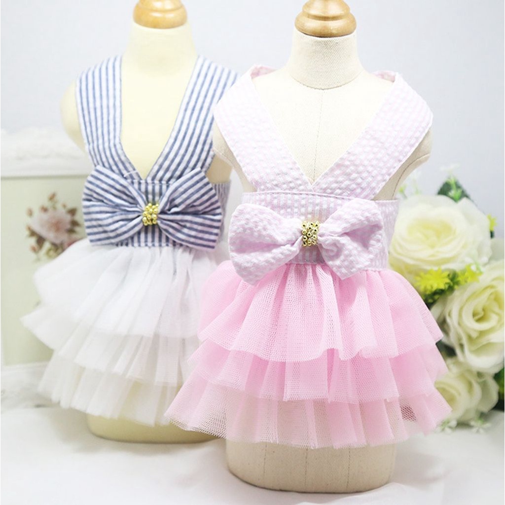 Váy cho thú cưng phối ren lưới nhiều màu sắc phong cách thanh lịch thời trang thu xuân dễ thương phù hợp cho cún mèo