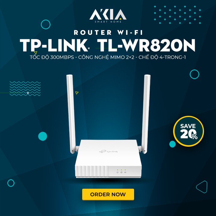 Bộ phát wifi TP-Link Chuẩn N 300Mbps bảo vệ mạng gia đình tối đa TL-WR820N
