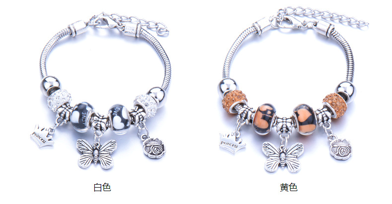 Vòng đeo tay xỏ hạt nhựa resin mặt hình bướm DIY có thể tùy chỉnh phong cách thời trang