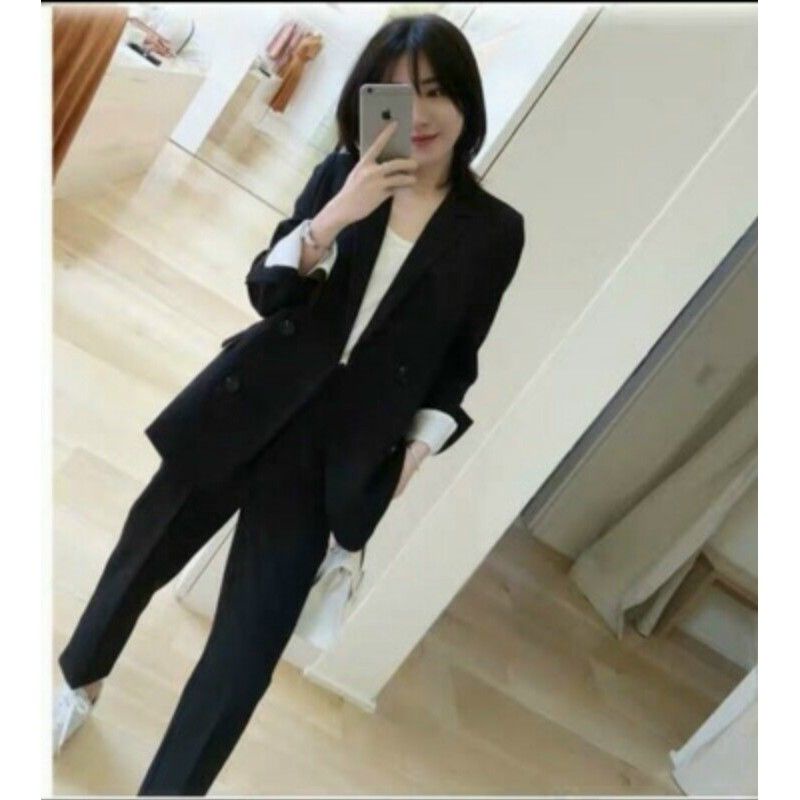 Bộ vest nữ màu đen chất vải đẹp (áo vest + quần)