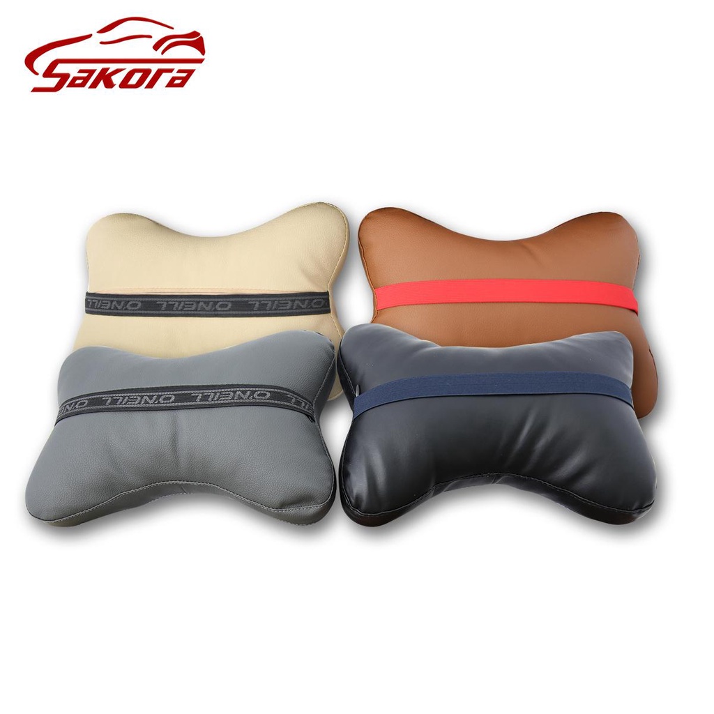 [HCM] 2pcs gối tựa đầu dành cho ghế ô tô xe hơi xe tải bằng sợi bông bọc giả da mền mại bảo vệ cổ gáy[ZT N23]