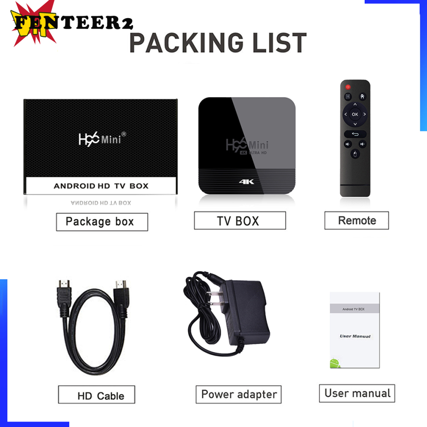 (Fenteer2 3c) Tv Box Android 9.0 H96 Mini H8 Rk3228A 2.4g / 5g 2 + 16gb Us
