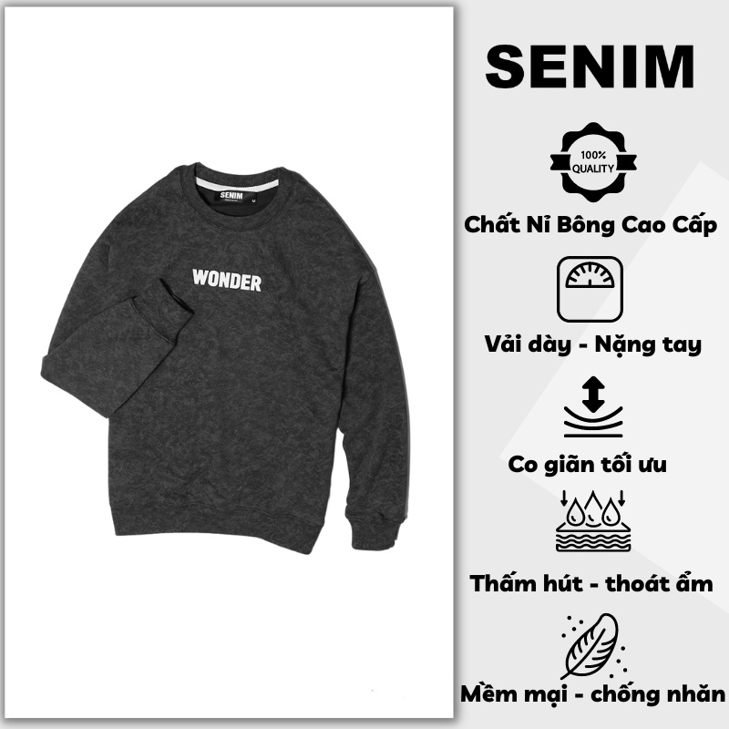 Áo nỉ nam chính hãng SENIM S7310 dày dặn ấm áp màu xám