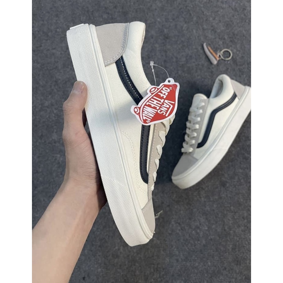 Giày Vans Vault Old Skool Trắng Sọc Đen giày nam nữ full bill box