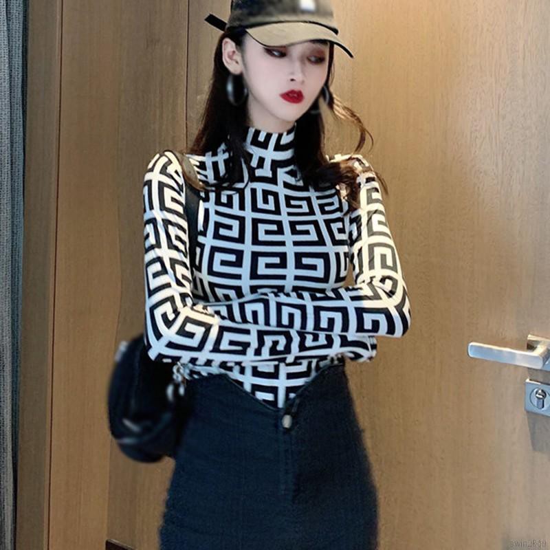 Áo Croptop Tay Dài Hoạ Tiết Da Báo Thiết Kế Ôm Sát Quyến Rũ