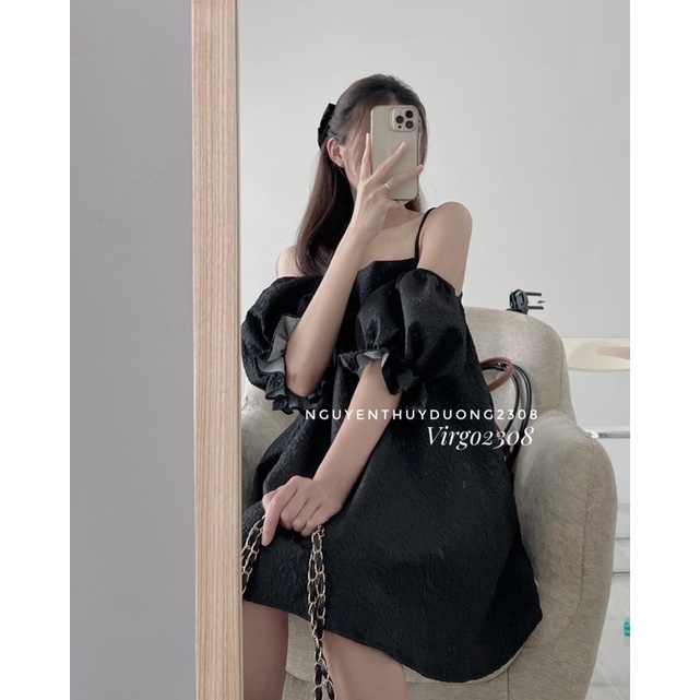 [NEW]ÁO VÁY XỐP GẤM TRỄ VAI TAY BỒNG “LAURA” TIỂU THƯ