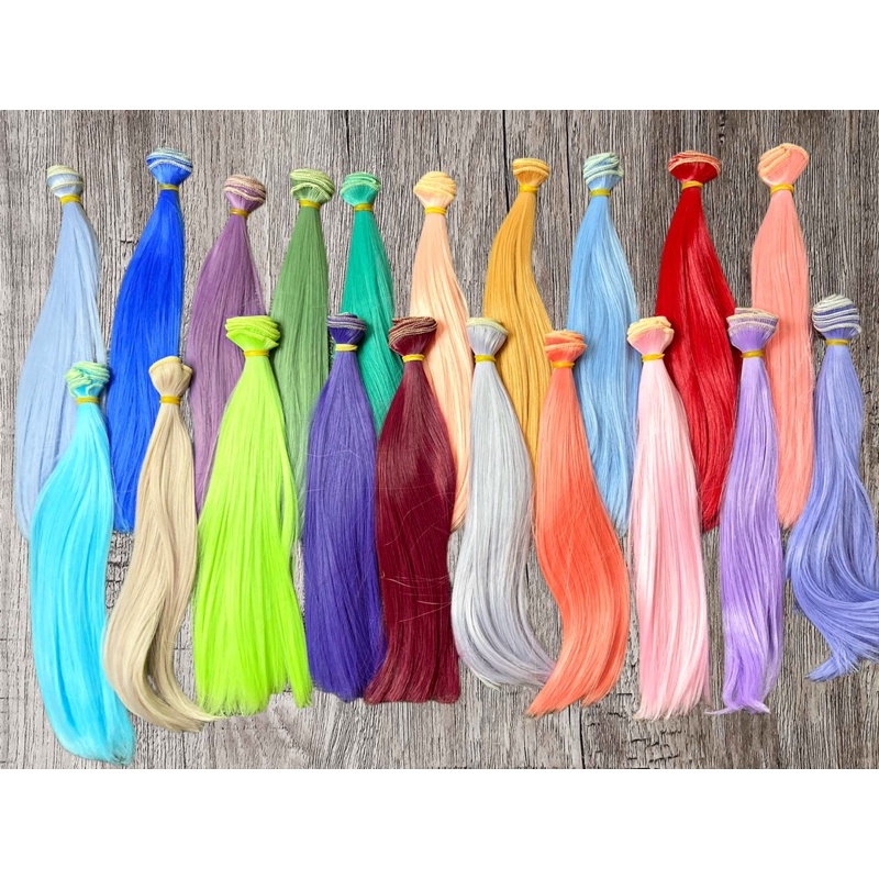 TG-tóc giả 25cm may tóc ,làm wig cho búp bê nhiều màu sắc