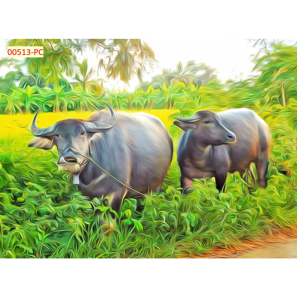 Tranh dán tường đồng quê Việt Nam 3D in theo kích thước yêu cầu – Không giới hạn kích thước