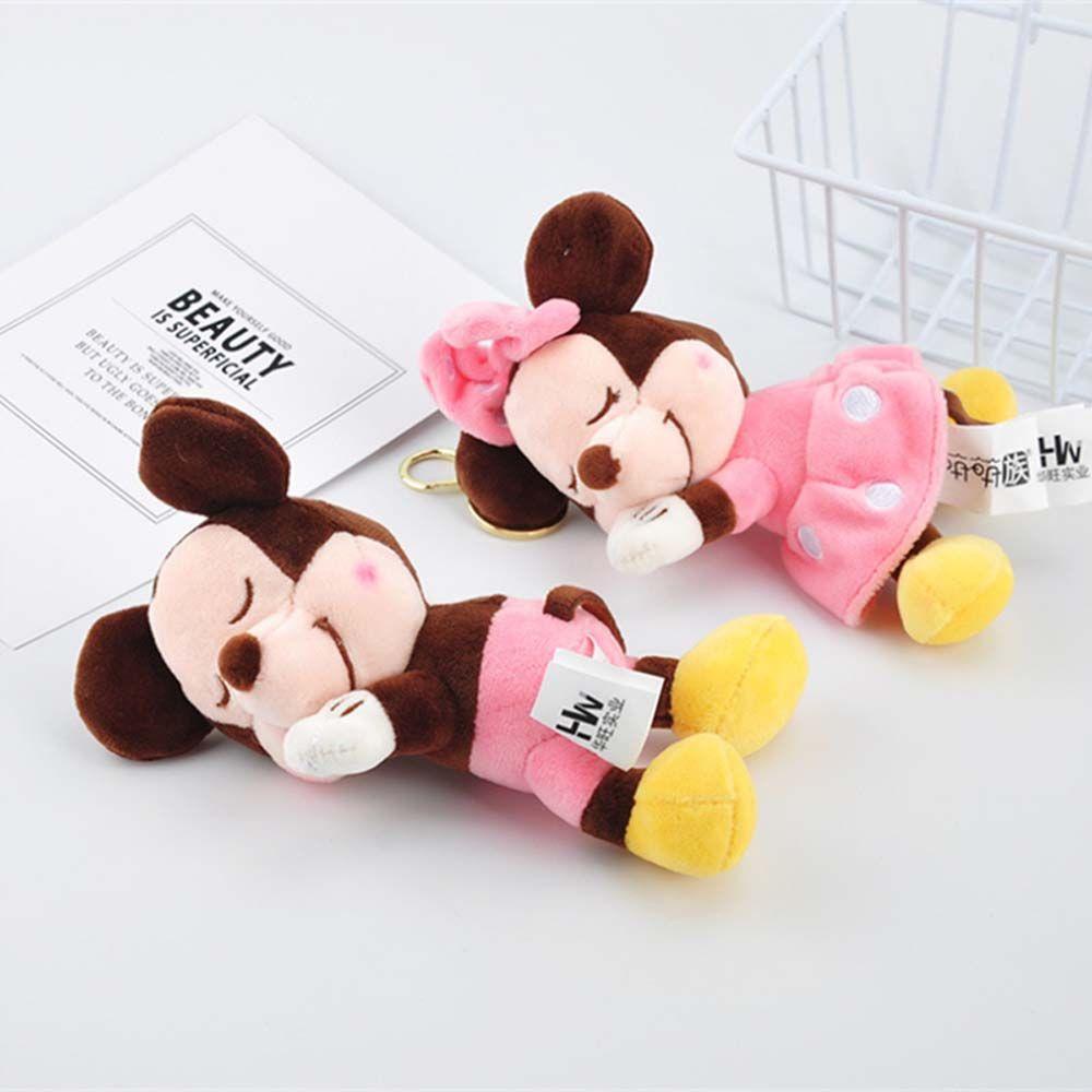 REBUY1 Móc Khóa Chuột Mickey Minnie Nhồi Bông 14cm Dễ Thương