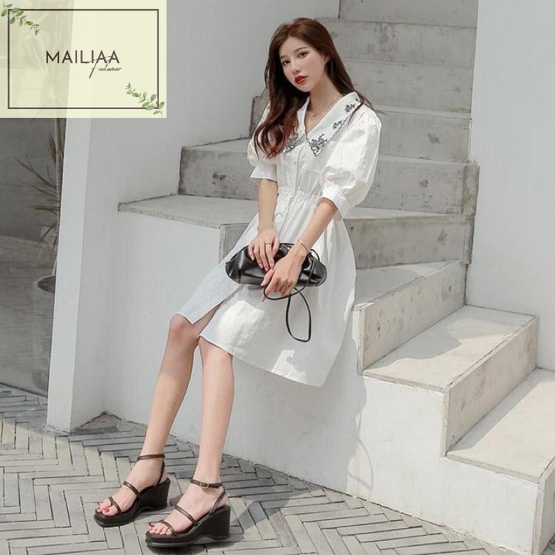 Sandal nữ đế xuồng 7 phân, sandal xuồng nữ, sandal cô dâu MAILIAA 2 quai xỏ ngón siêu nhẹ đi biển đi chơi đi tiệc cưới