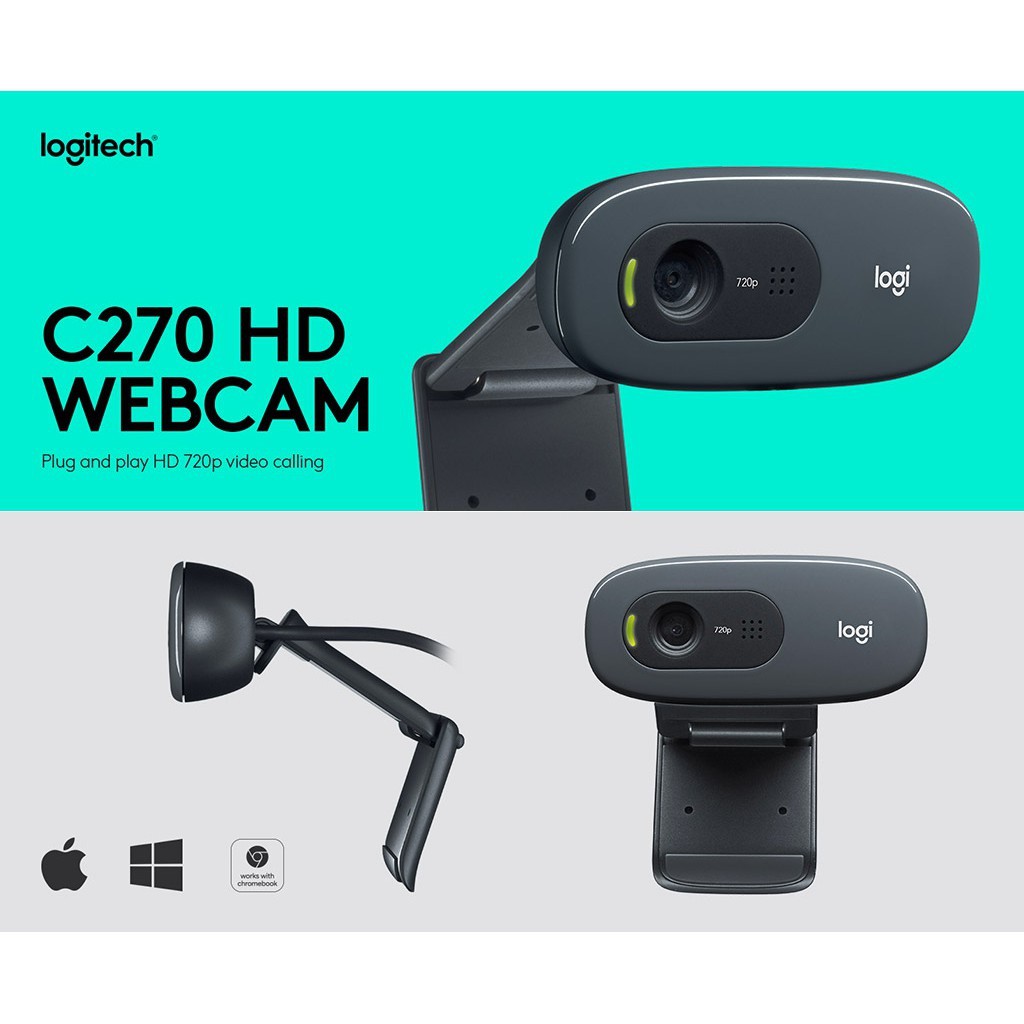Webcam HD Logitech C270 (Đen) chính hãng BH 24 tháng