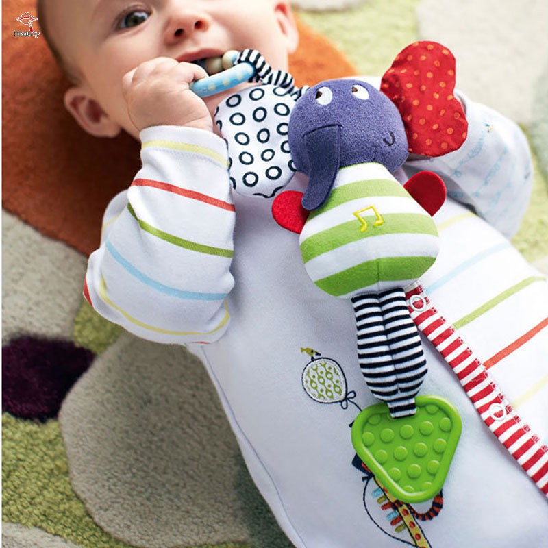 Ready Stock Cute Music Elephant Bell Rattles Toy Safety Baby Soft Plush Stroller Dolls Toys