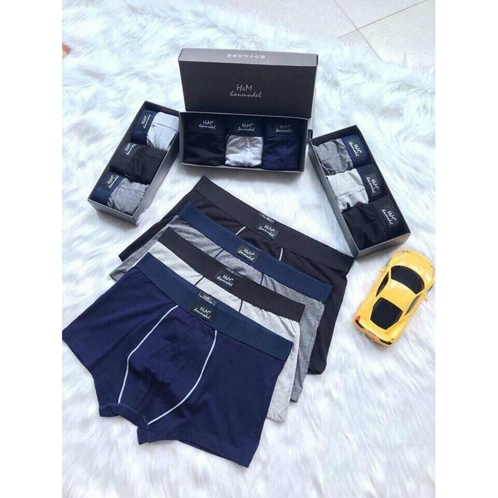 Hộp 3 quần sịp đùi , quần lót nam cao cấp, Chất liệu thun mềm mại co giãn tốt thoải mái. 999