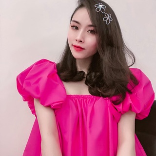 Váy hồng trễ vai