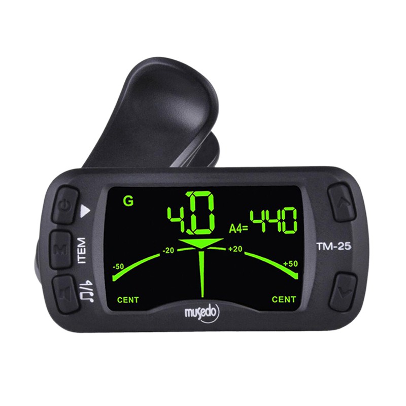 Musedo Tm-25 Tm25 Clip-On Electric Tuner & Metronome Guitar Chromatic Bass Violin Ukulele Universal