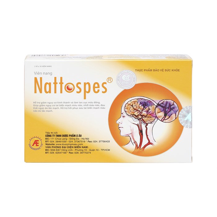 Nattopes - Viên uống tuần hoàn não, phòng ngừa tai biến mạch máu não - Hộp 3 vỉ x 10 viên