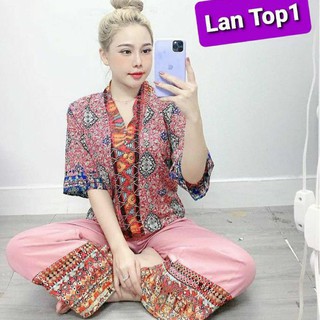 Sét Lam thổ cẩm đi chùa