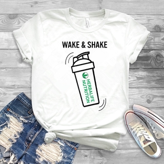 Áo Thun Nữ In Chữ Wake & Shake Herbalife Vui Nhộn Phong Cách Harajuku Hipster