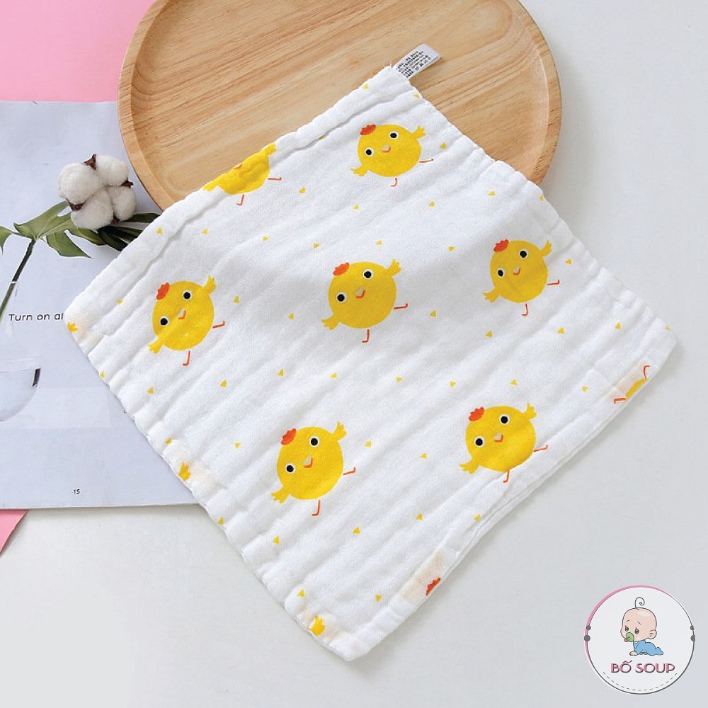 Khăn xô nhăn 6 lớp 100% cotton siêu mềm, khăn rửa mặt cho bé