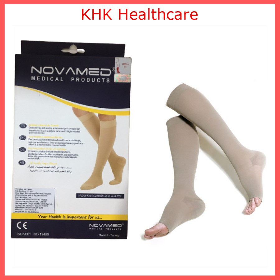 (sale lẻ size) Vớ gối chống giãn tĩnh mạch Novamed Thổ Nhỹ Kỳ, hộp 2 chiếc