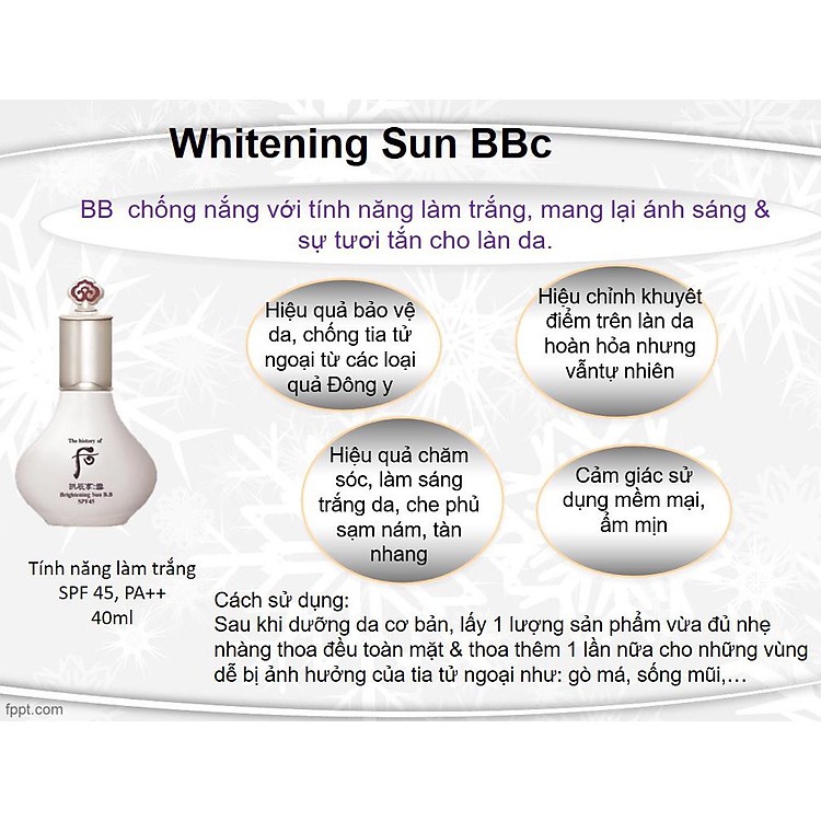 Kem Chống Nắng Dưỡng Trắng Da Che Phủ Khuyết Điểm Cho Làn Da Tự Nhiên Trắng Sáng Whoo Whitening Sun BB