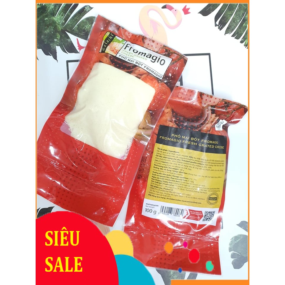 💥FREESHIP💥 Bột Phô mai trắng Parmesan Fromagio 100gr [ 7/2021]