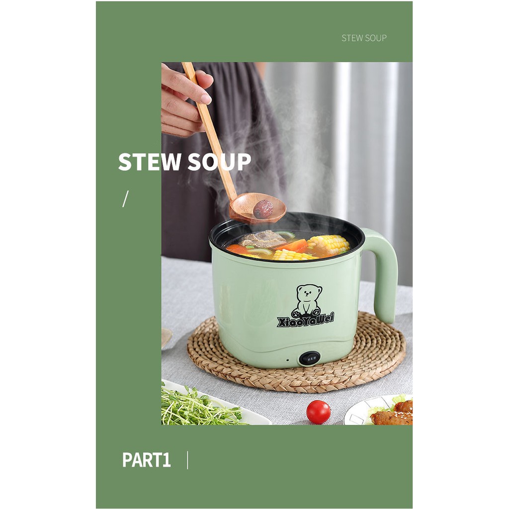 Nồi Điện Màu Xanh Mini Hai Tầng Đa Năng Tặng Kèm Khay Hấp có thể Chiên, Xào, Nấu ăn, nấu cơm, nấu lẩu mini | BigBuy360 - bigbuy360.vn