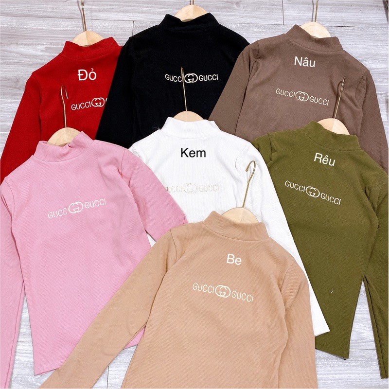 Xả hàng - Áo nhung tăm cổ 3p thêu GC, Áo thun tăm cổ cao thêu chữ AK1212 - NhiNhi Shop | BigBuy360 - bigbuy360.vn