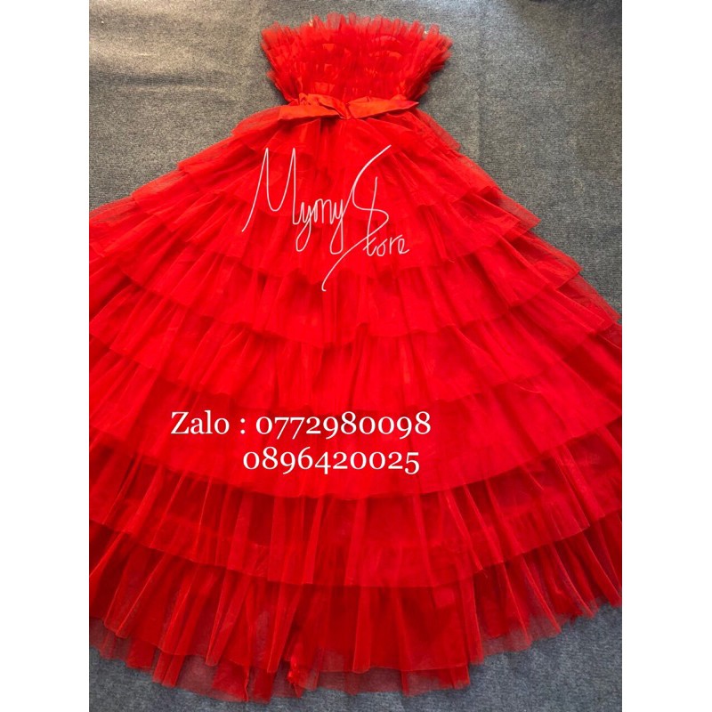 Đầm maxi dự tiệc cúp ngực xếp tầng TRIPBLE T DRESS - Size M/L (kèm ảnh/video thật) MS270V
