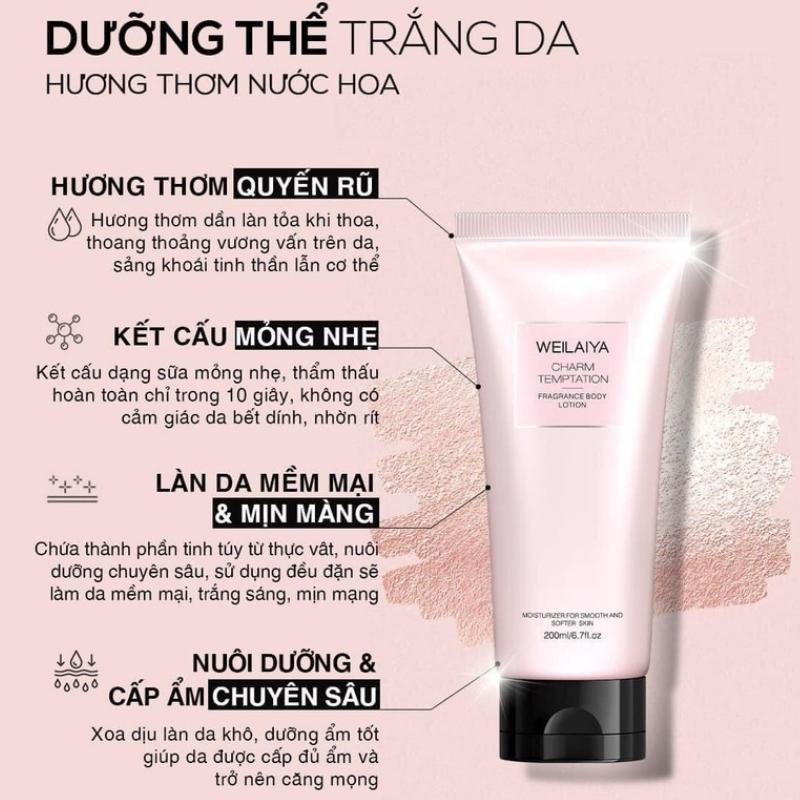 Sữa Dưỡng Thể Nước Hoa Body Lotion Weilaiya 200ml, Sữa Dưỡng Ẩm Trắng Da Toàn Thân Nước Hoa 3 Tầng Hương Cho Da Mịn Màng