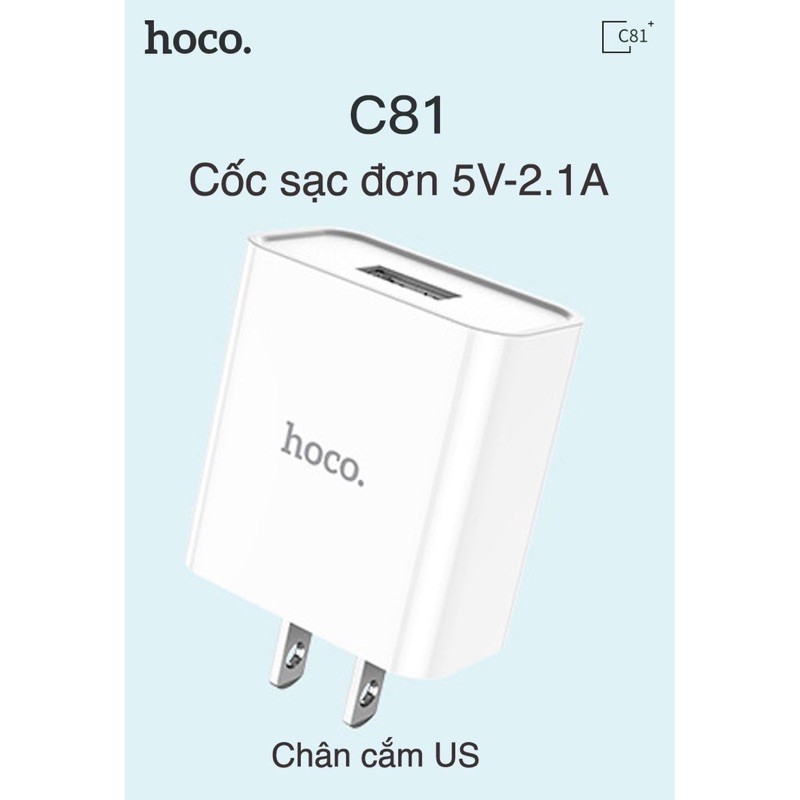 ✔CHÍNH HÃNG✔BỘ SẠC nhanh Hoco C81 cho Samsung Oppo Xiaomi..., cốc kèm cáp-cổng Micro USB, sạc nhanh 2.1A-sạc Android