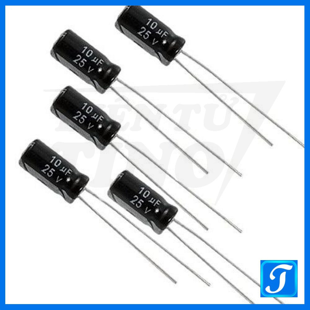 [Combo 10 cái] Tụ Hóa Tụ Phân Cực 10uF 25V 4x7mm Xuyên Lỗ