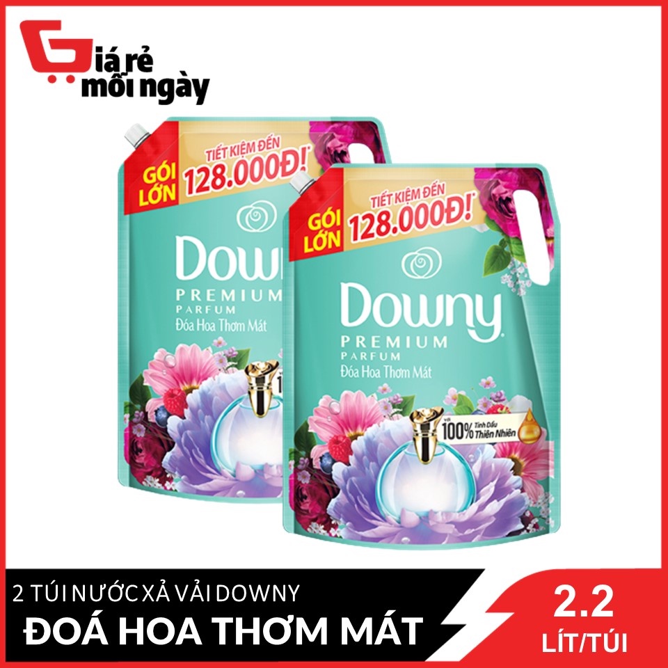 Combo 2 Nước Xã Vải Downy Đóa Hoa Thơm Mát 2.2 Lít / Túi x2