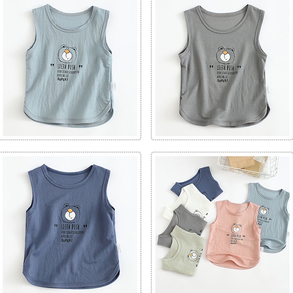 Áo Ba Lỗ Cho Bé Trai, Bé Gái Vải Thun Lạnh Họa Tiết Gấu POO Dễ Thương, Áo Ba Lỗ Bé Trai MOOBABY SHOP